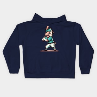 Vintage goat batter - Retro 1990s Cartoon Style Baseball Art Kids Hoodie